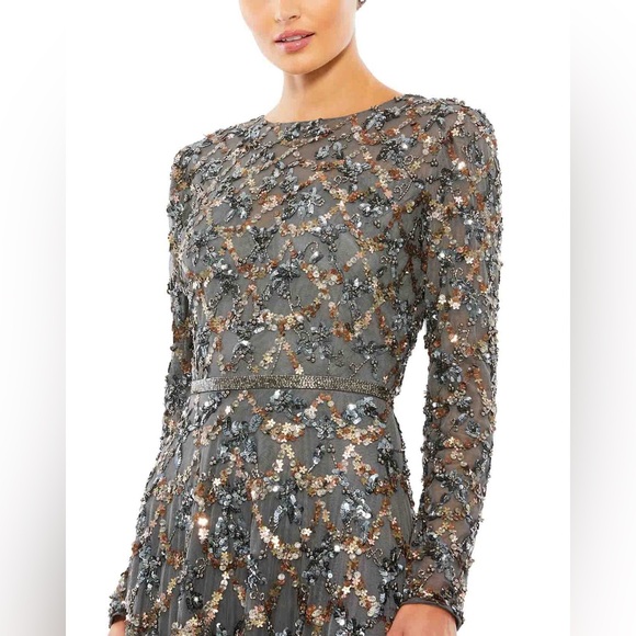 Mac Duggal Dresses & Skirts - Mac Duggal Embellished Illusion High Neck Long Sleeve A Line Gown size 16